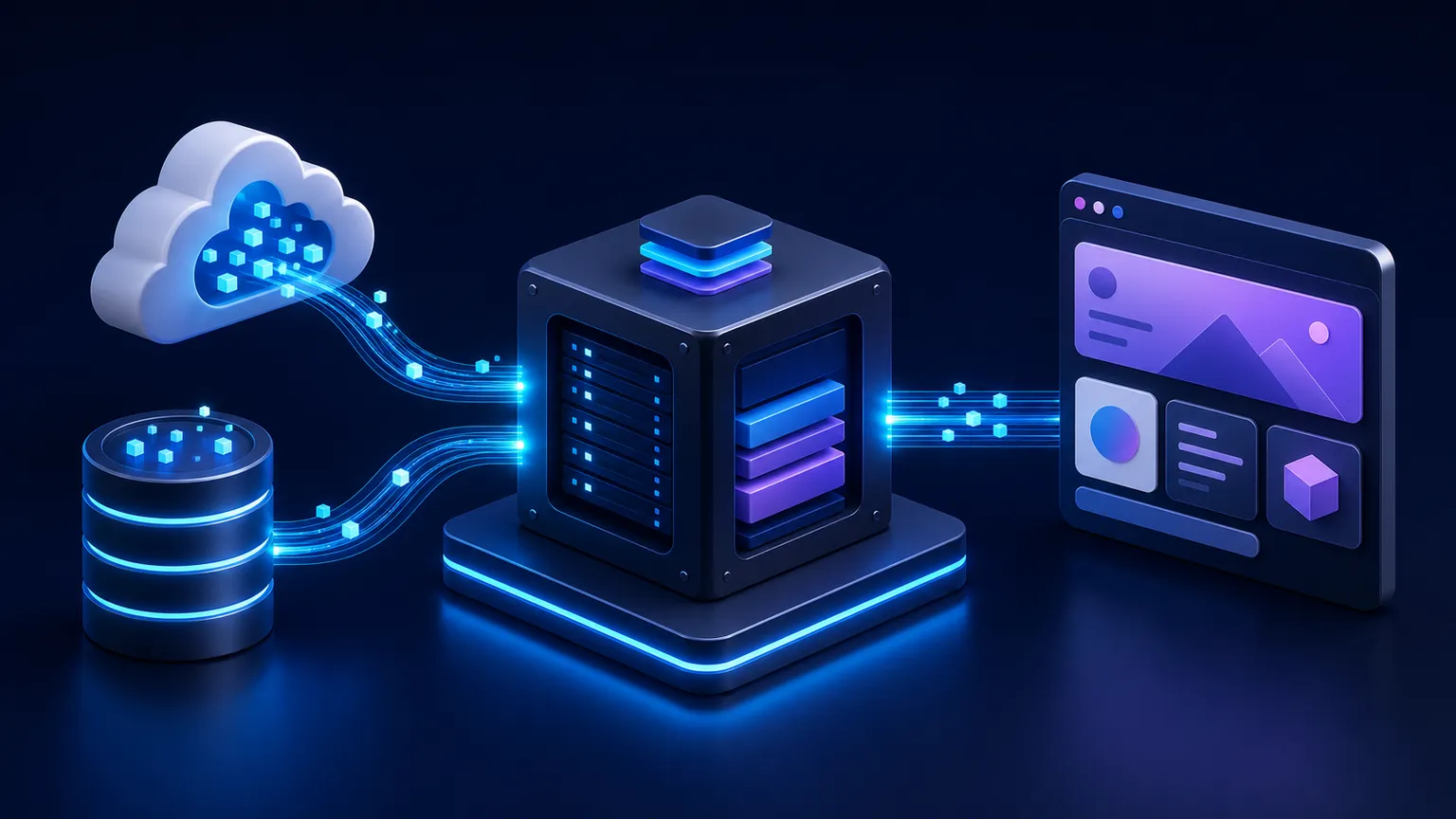 API and database data flowing through a Next.js server