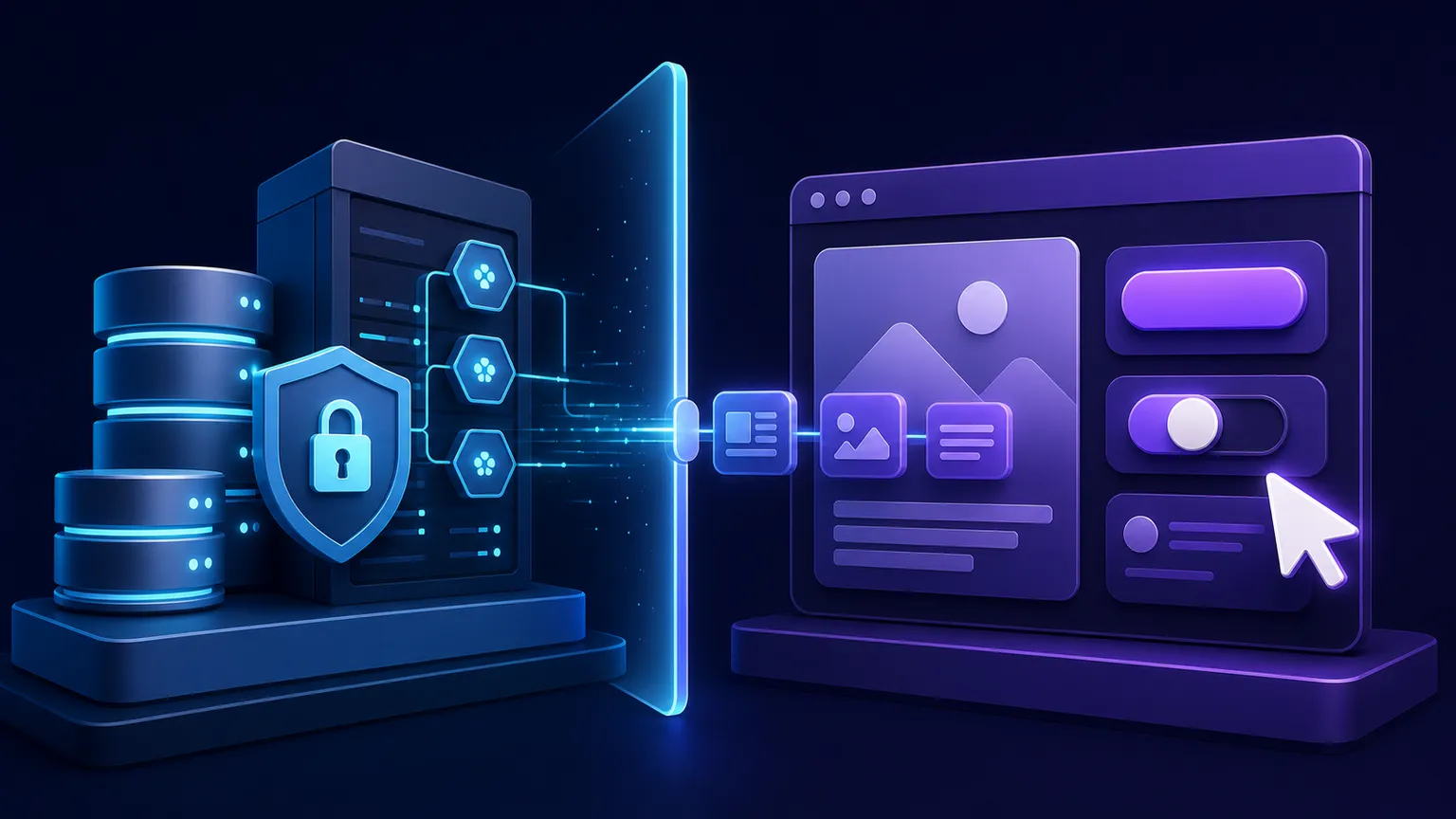 A secure server connected to interactive browser components